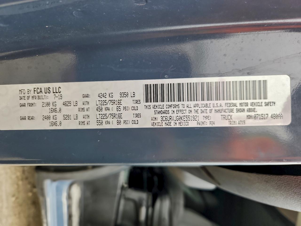 2019 RAM PROMASTER 3500 DELIVERY VAN photo 13