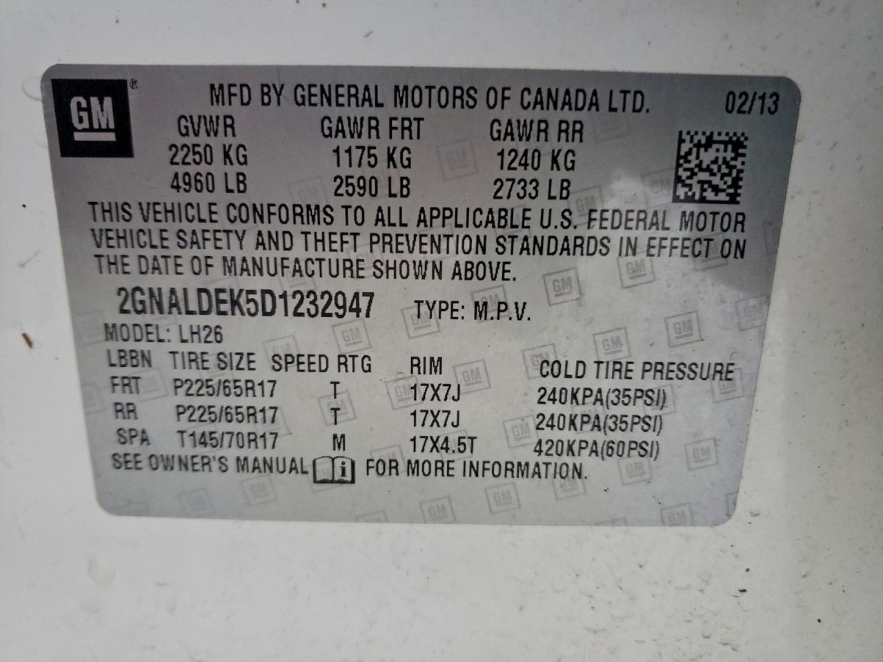 2013 CHEVROLET EQUINOX LT photo 25