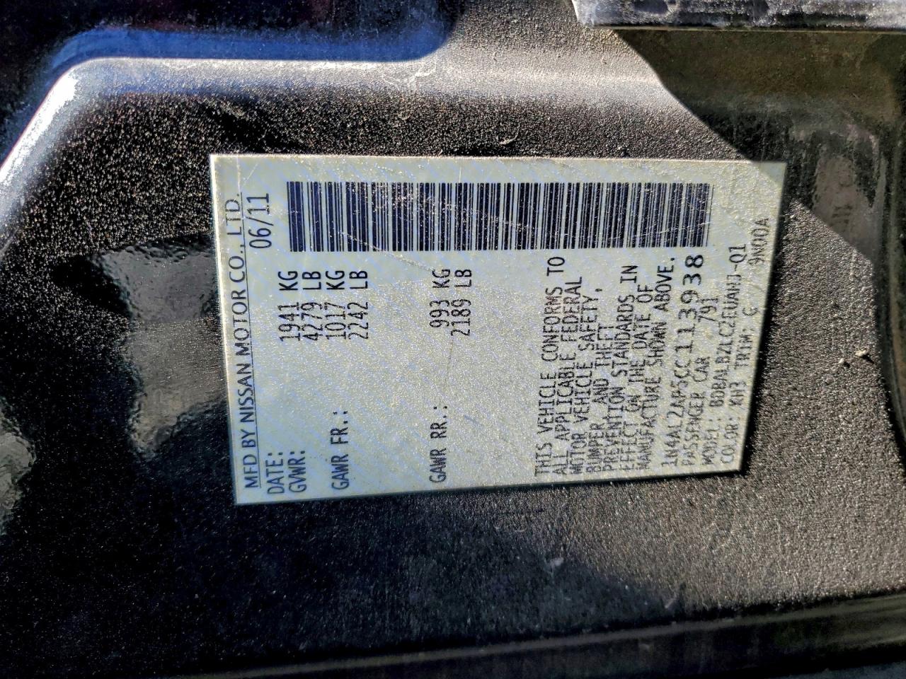 2012 NISSAN ALTIMA BASE photo 13