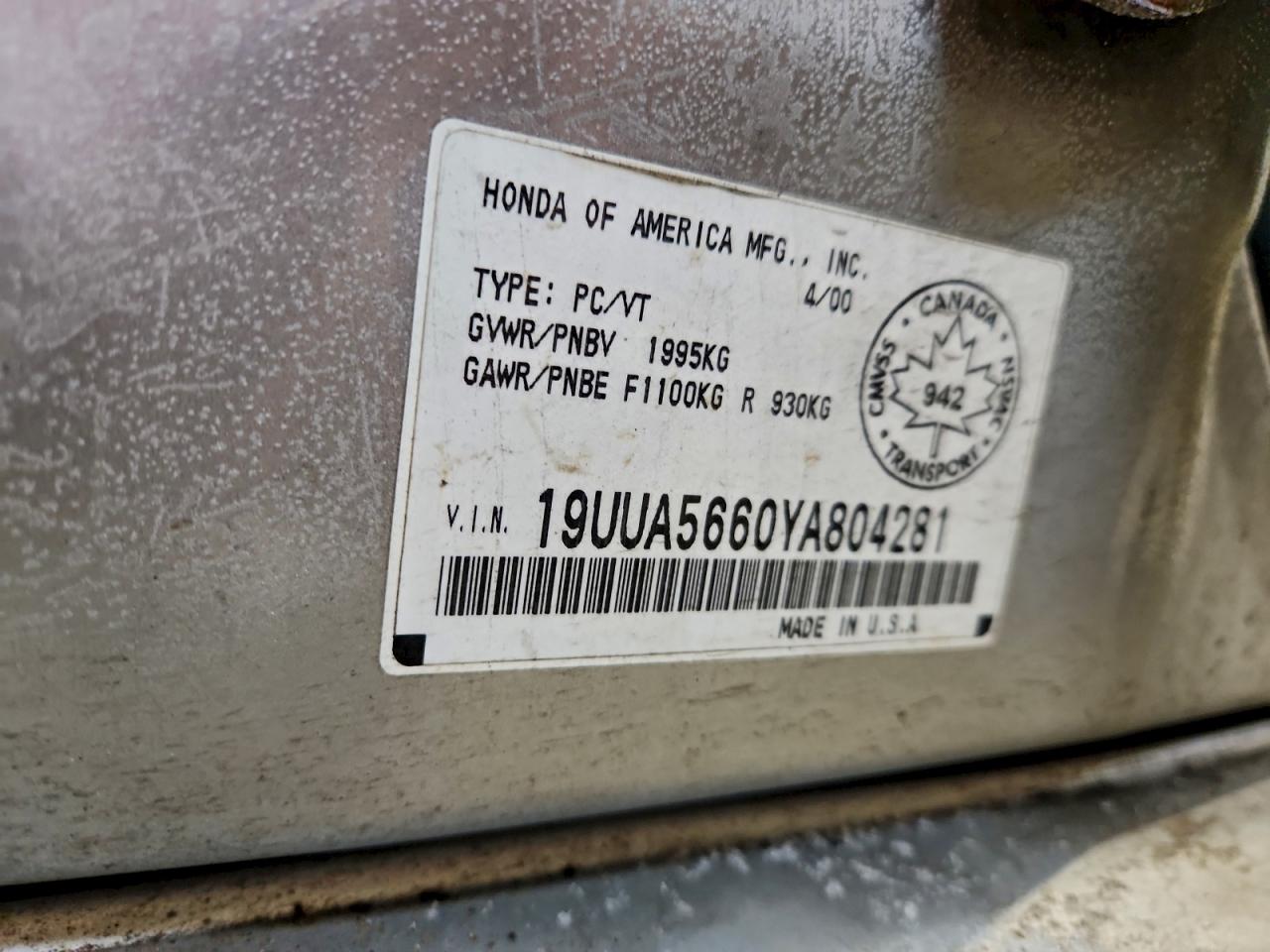 2000 ACURA 3.2TL photo 12