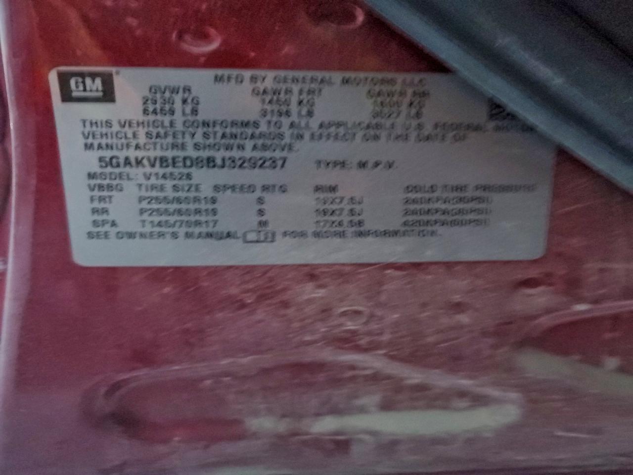 2011 BUICK ENCLAVE CXL photo 13