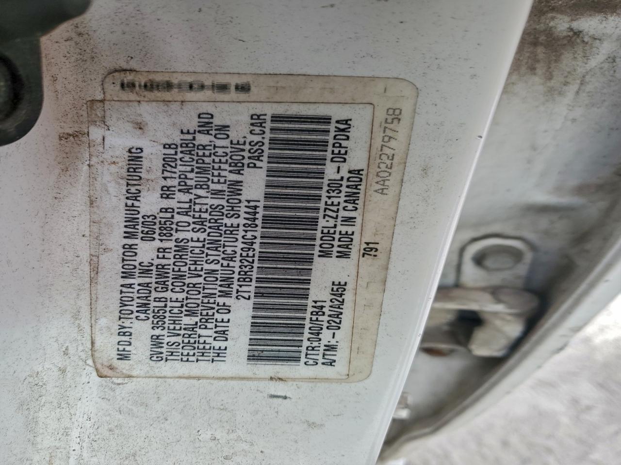 2004 TOYOTA COROLLA CE photo 12