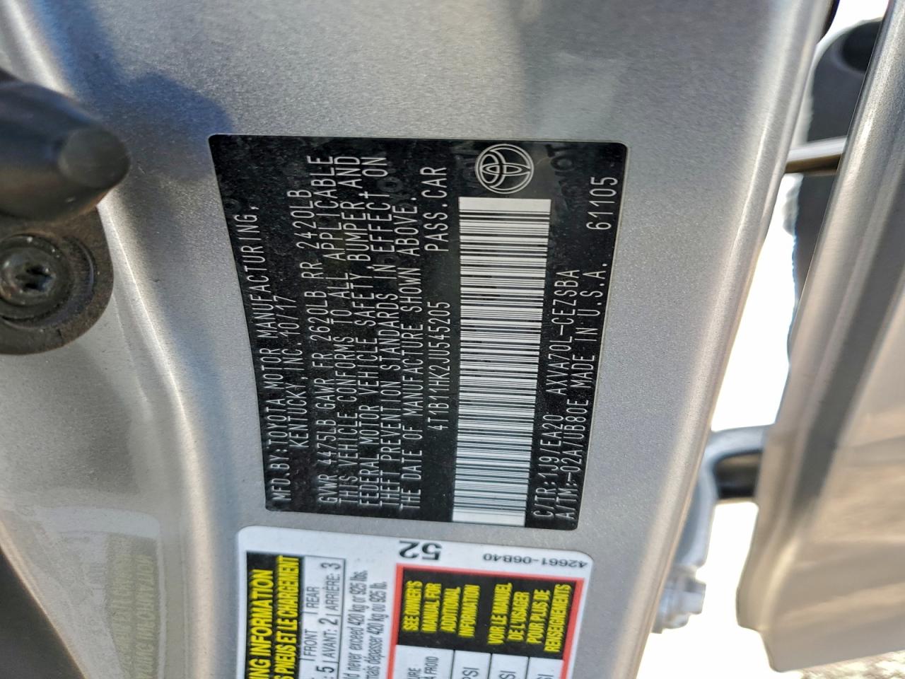 2018 TOYOTA CAMRY L photo 13