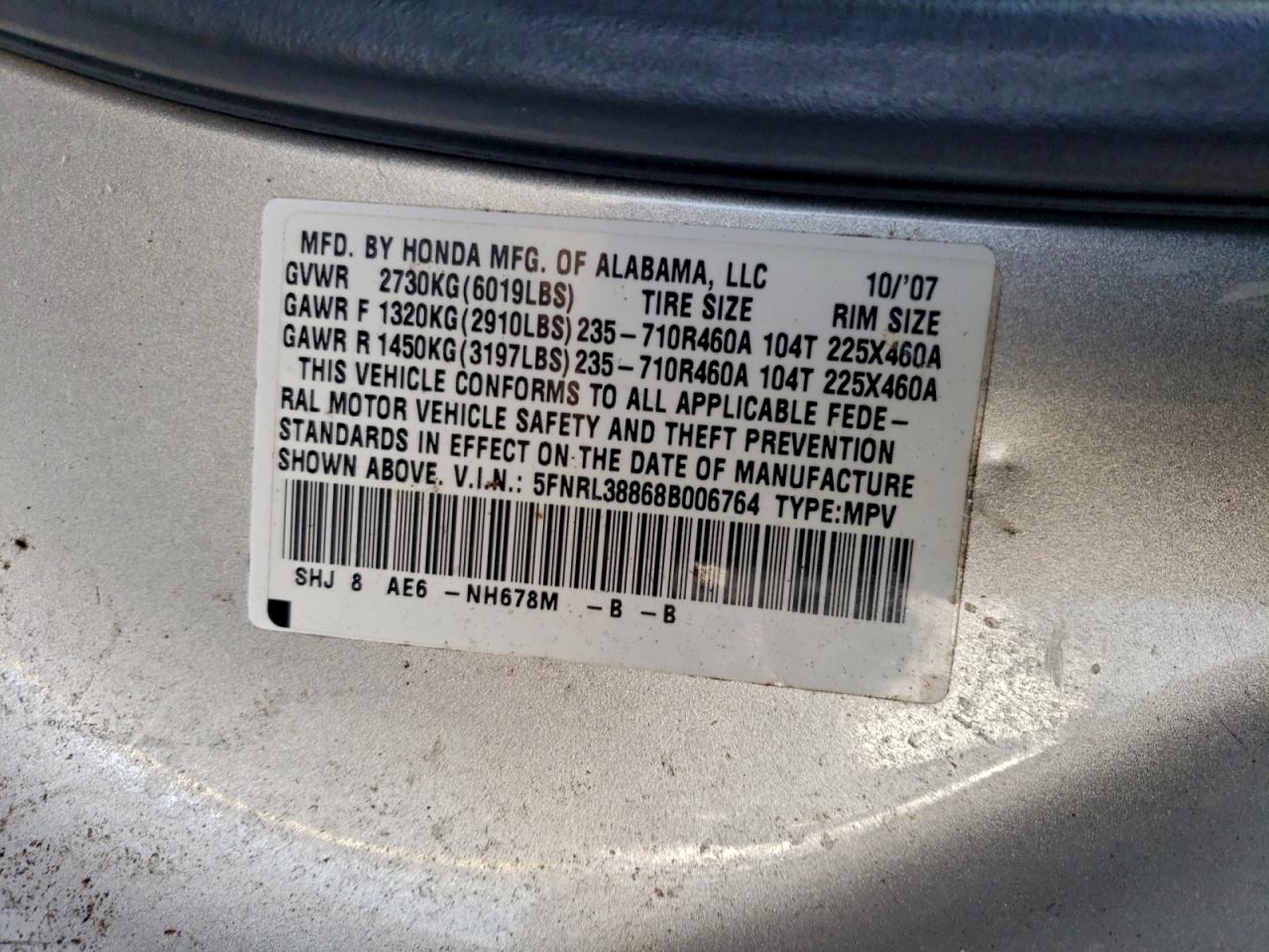 2008 HONDA ODYSSEY TOURING photo 13