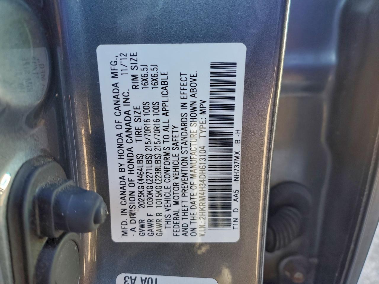 2013 HONDA CR-V LX photo 14