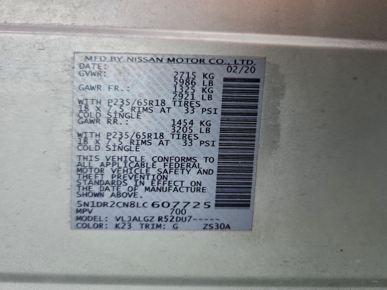 2020 NISSAN PATHFINDER SL photo 14