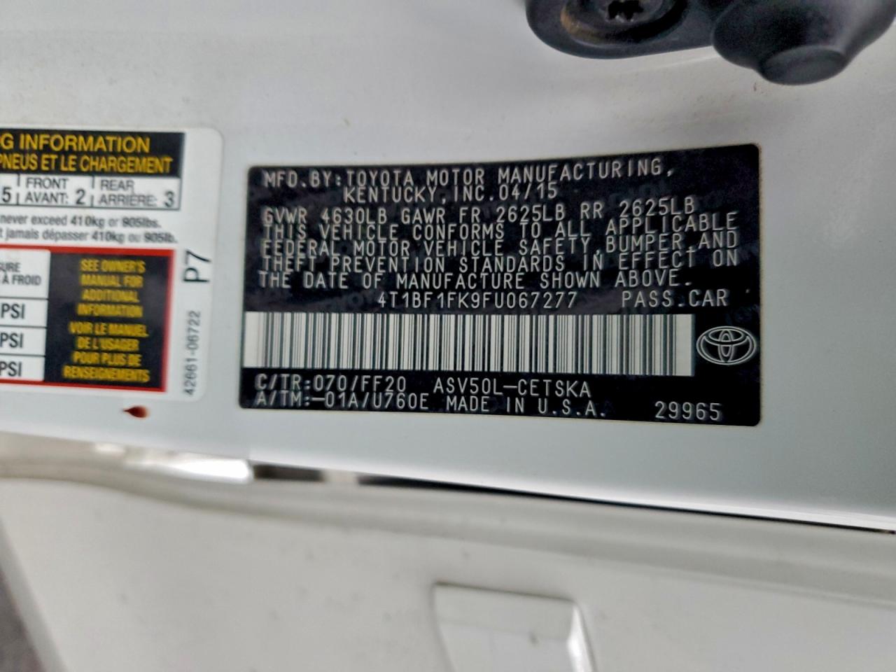 2015 TOYOTA CAMRY LE photo 34
