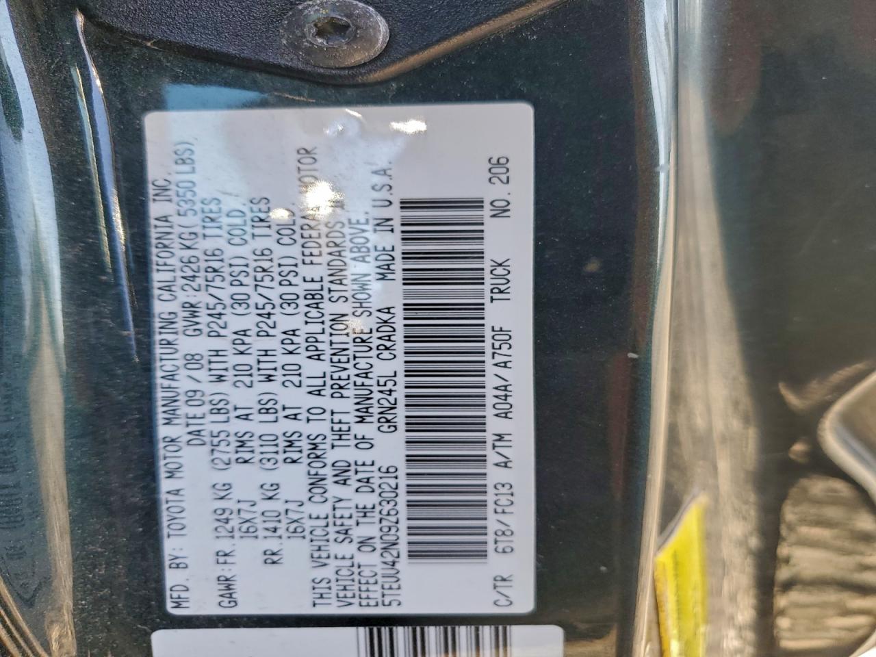 2009 TOYOTA TACOMA ACCESS CAB photo 13