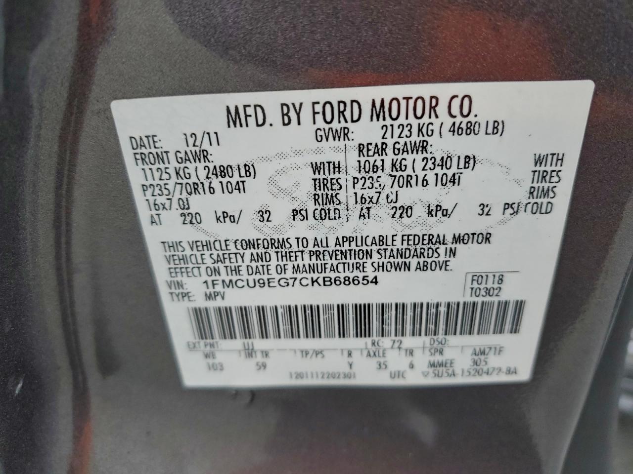 2012 FORD ESCAPE LIMITED photo 13