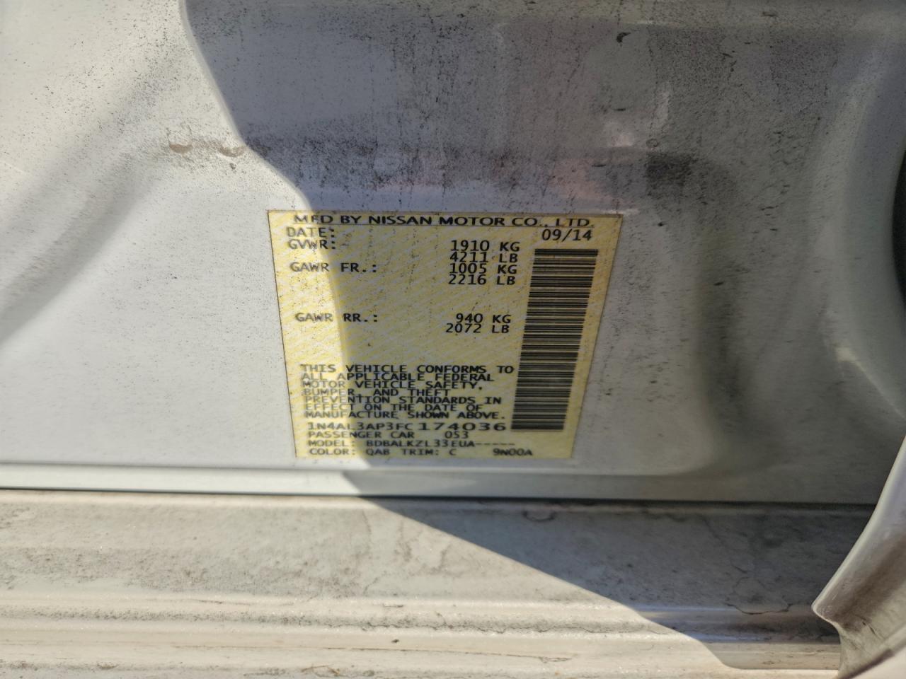 2015 NISSAN ALTIMA 2.5 photo 12