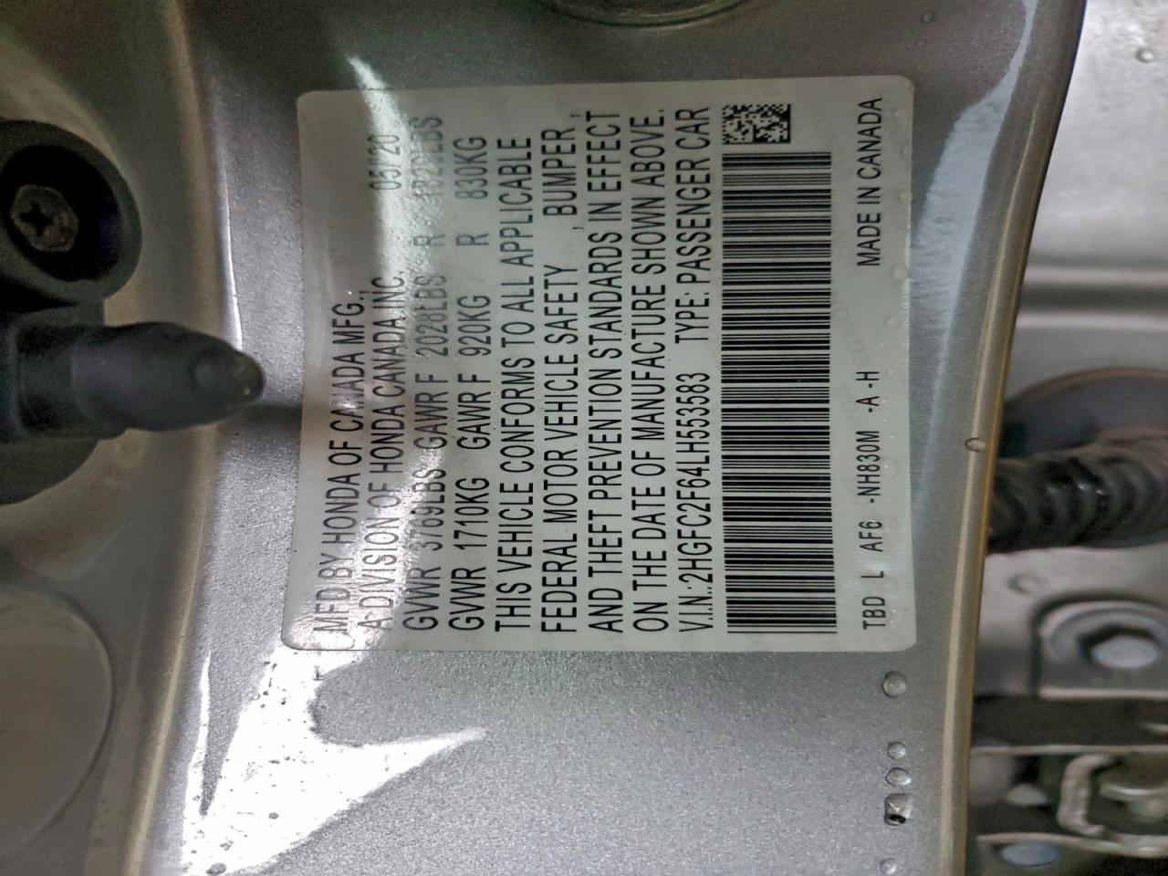 2020 HONDA CIVIC LX photo 12
