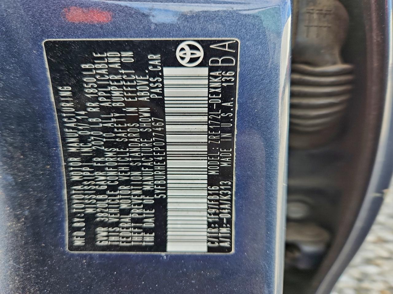 2014 TOYOTA COROLLA L photo 12