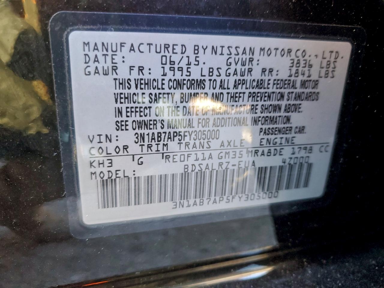 2015 NISSAN SENTRA S photo 12
