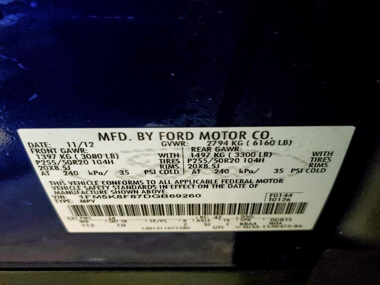 2013 FORD EXPLORER LIMITED photo 14