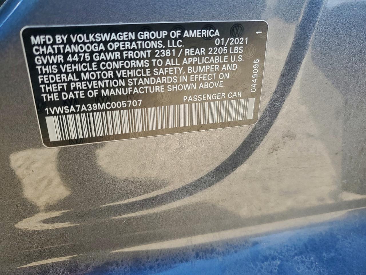 2021 VOLKSWAGEN PASSAT SE photo 13