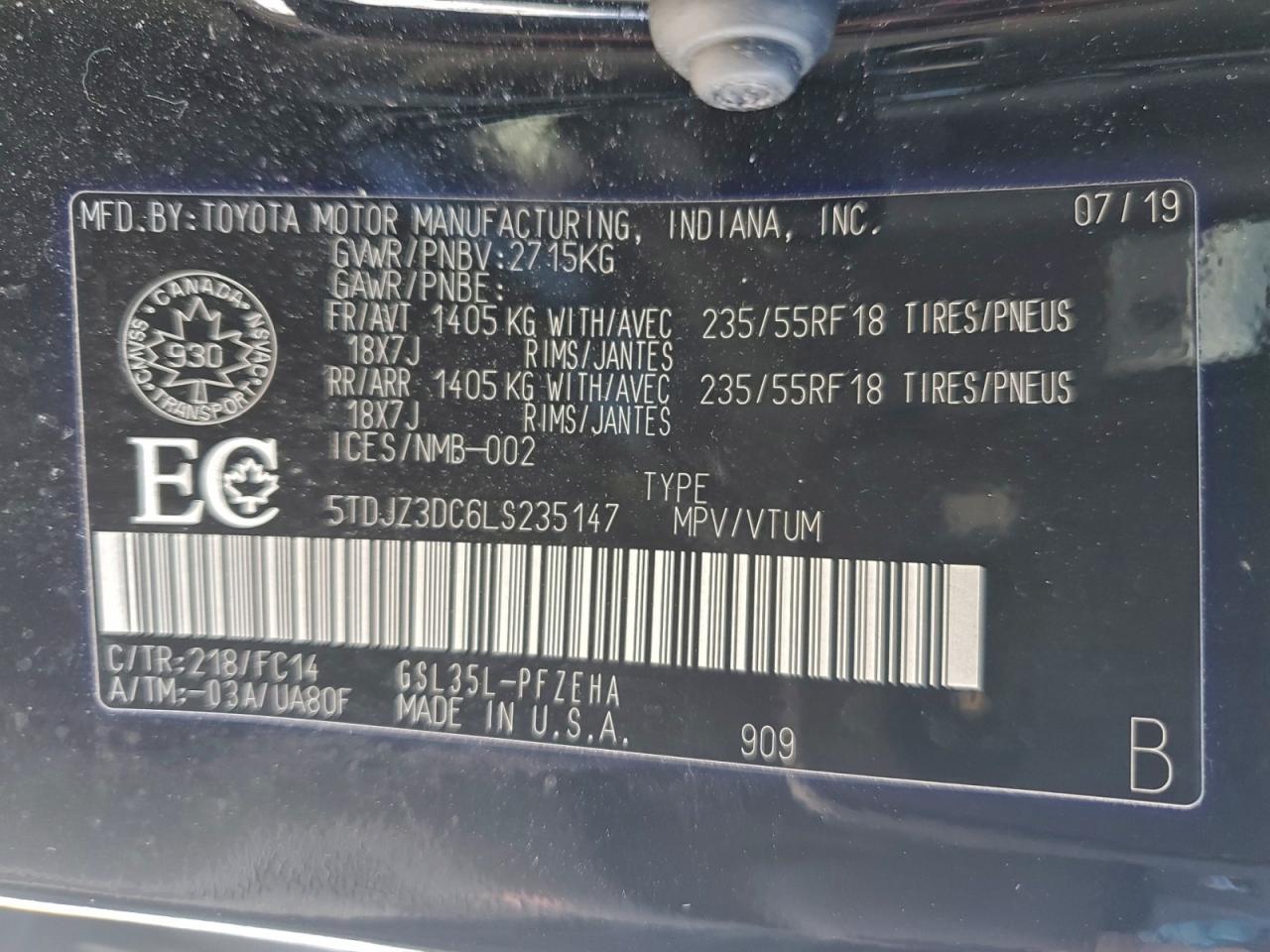 2020 TOYOTA SIENNA LE photo 13
