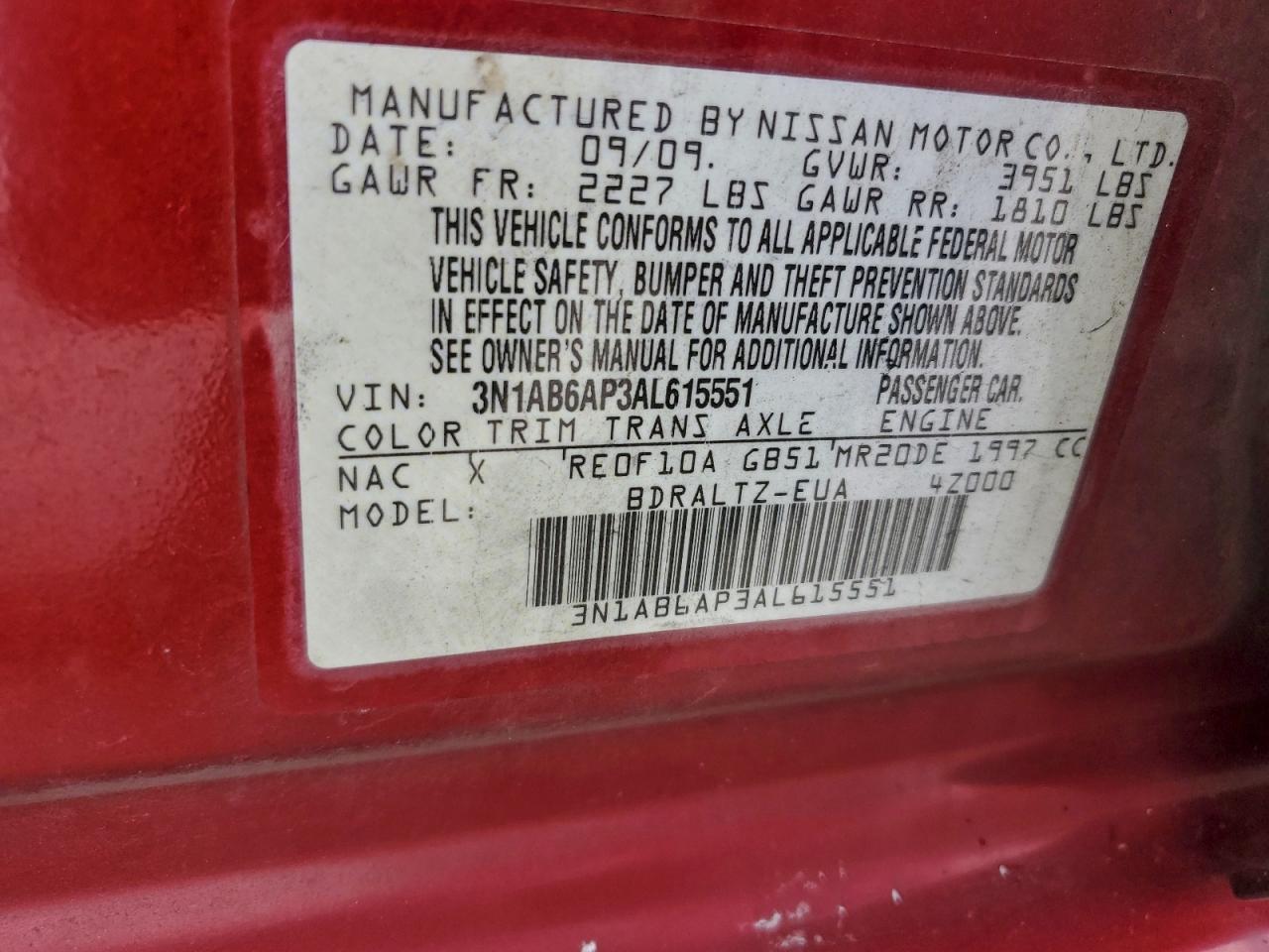 2010 NISSAN SENTRA 2.0 photo 12