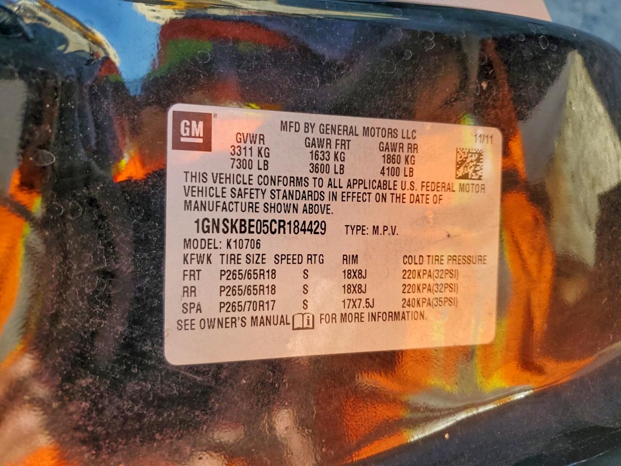 2012 CHEVROLET TAHOE K1500 LT photo 13