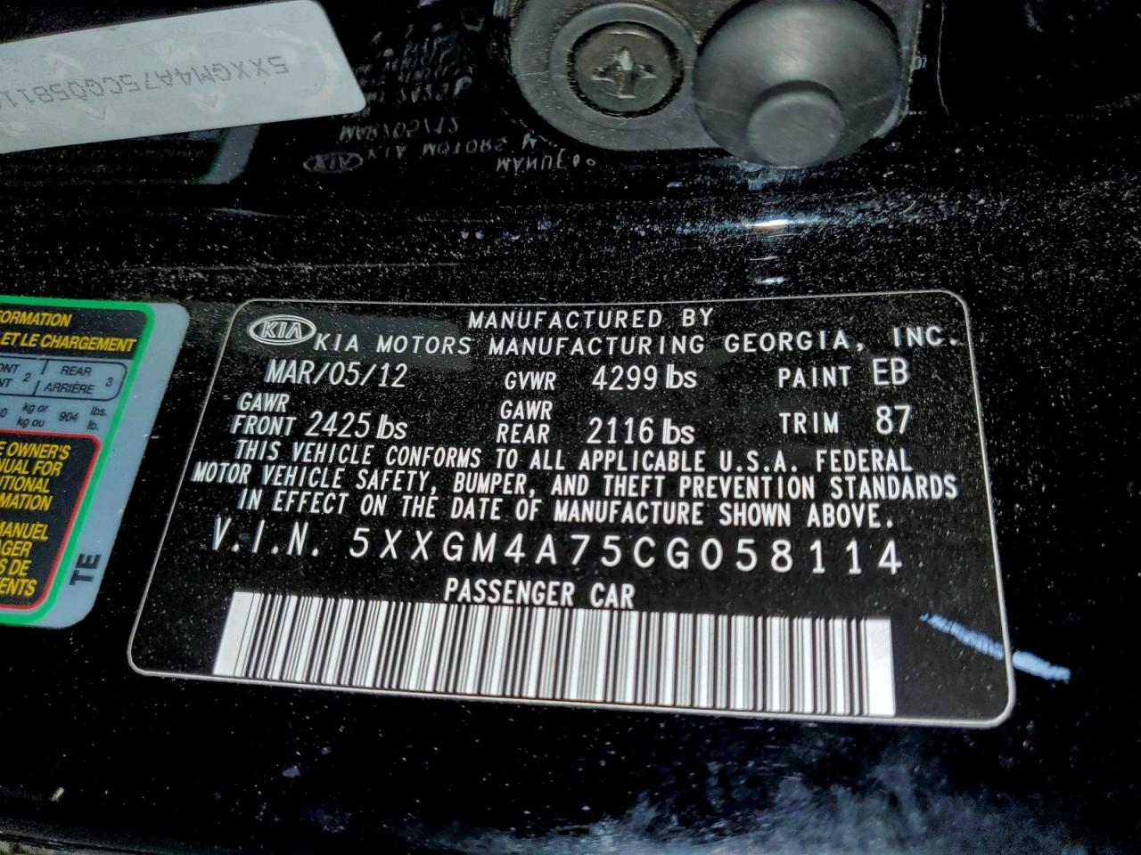 2012 KIA OPTIMA LX photo 13