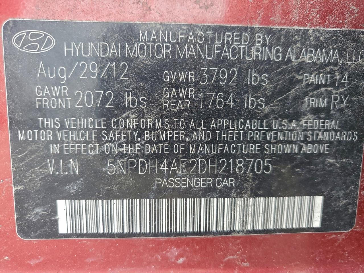 2013 HYUNDAI ELANTRA GLS photo 12