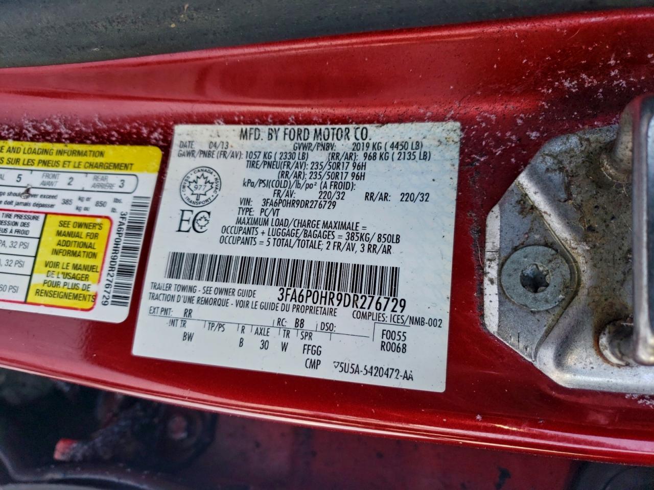2013 FORD FUSION SE photo 13