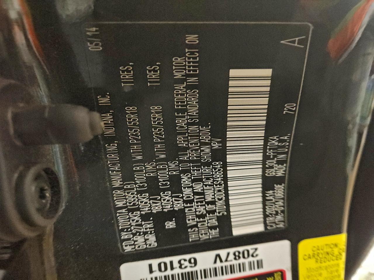 2014 TOYOTA SIENNA XLE photo 13