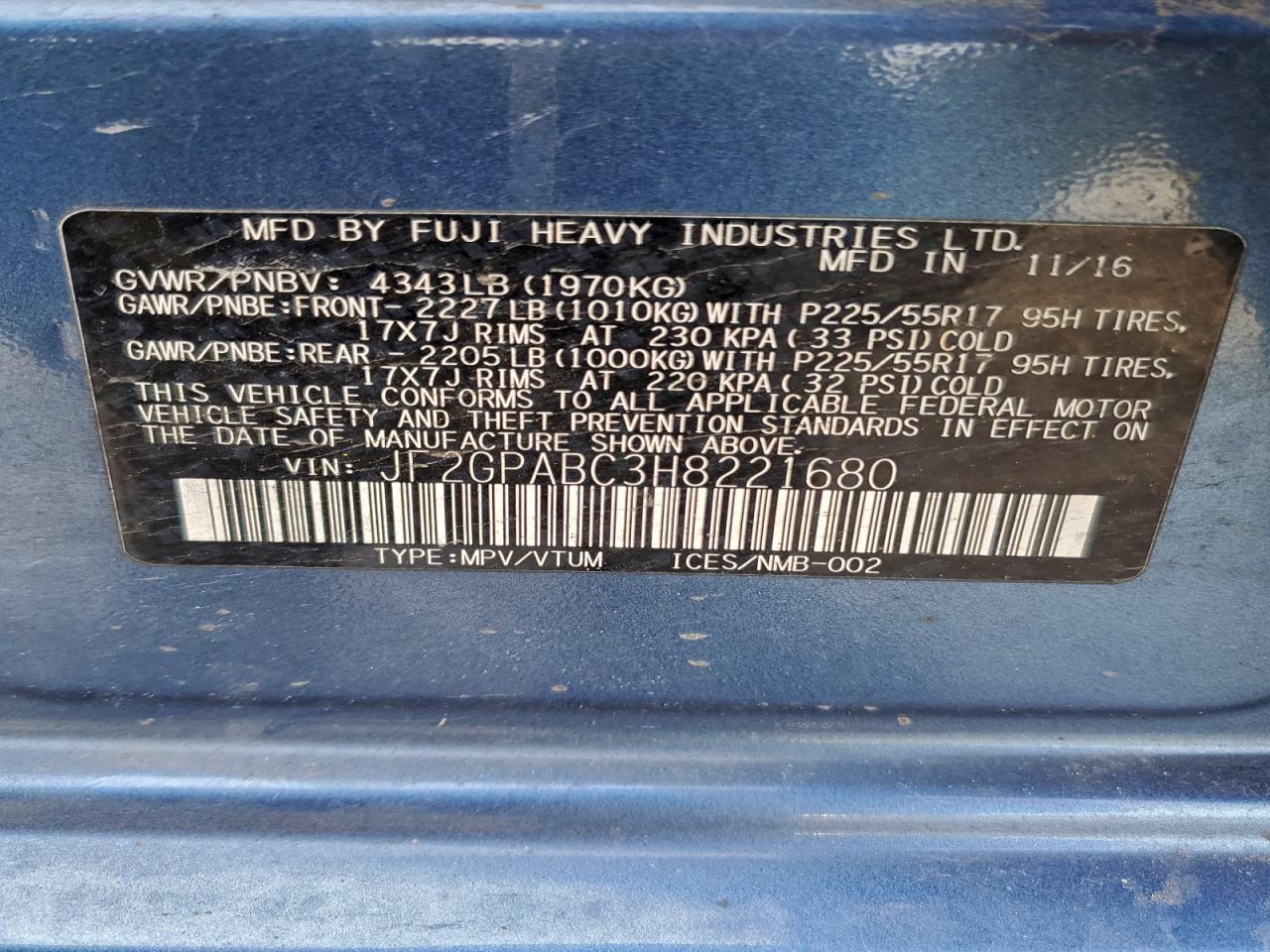 2017 SUBARU CROSSTREK PREMIUM photo 12
