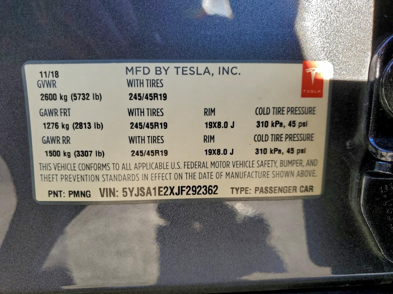 2018 TESLA MODEL S photo 13