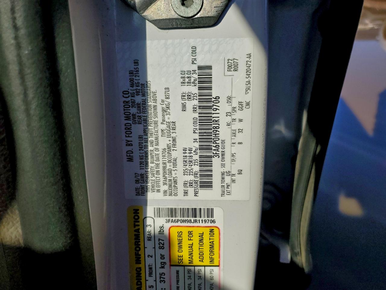 2018 FORD FUSION SE photo 12
