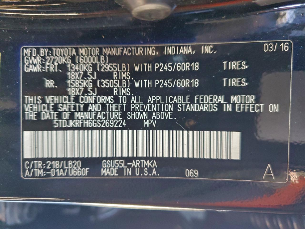 2016 TOYOTA HIGHLANDER XLE photo 13