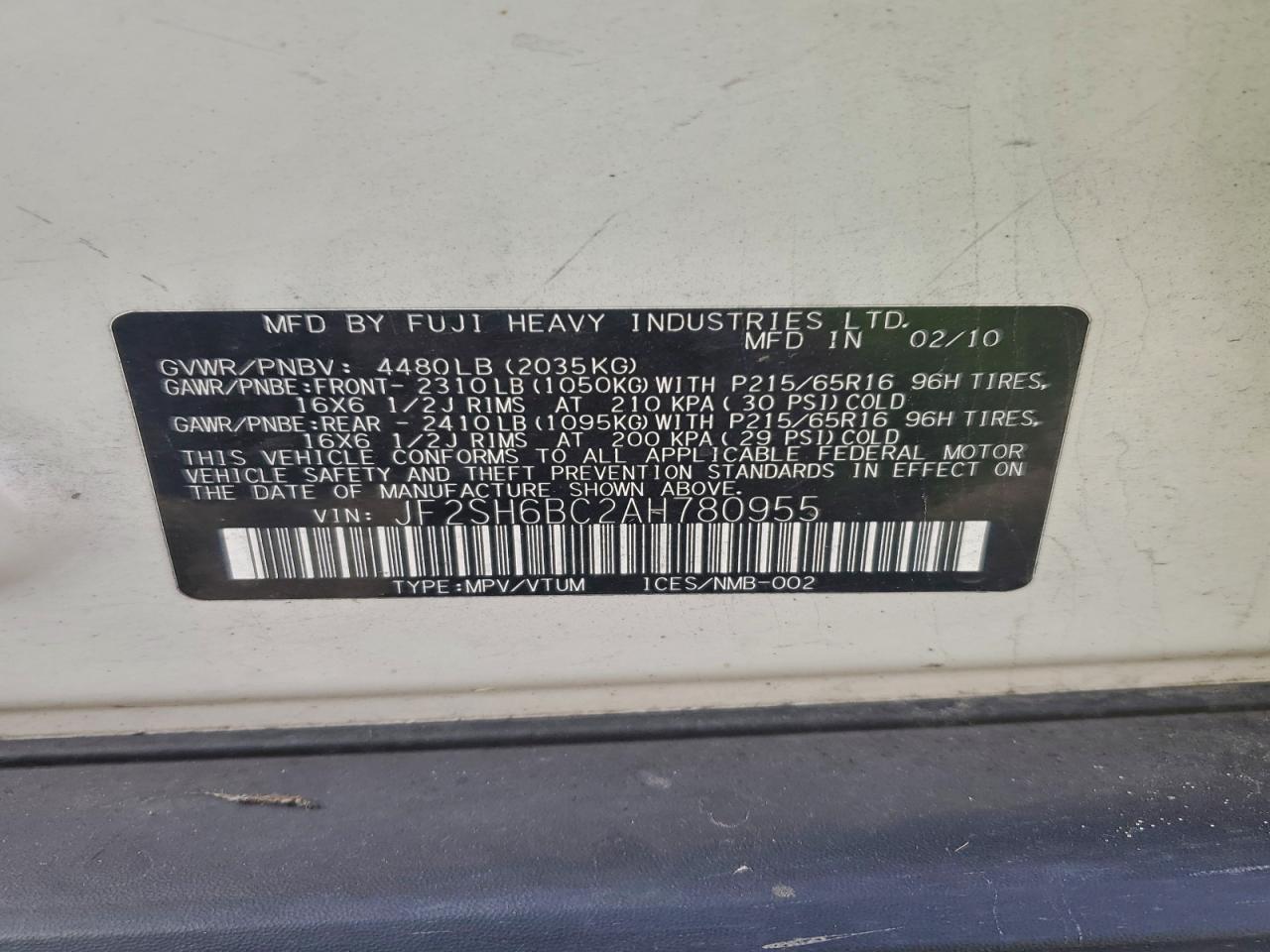 2010 SUBARU FORESTER XS photo 13