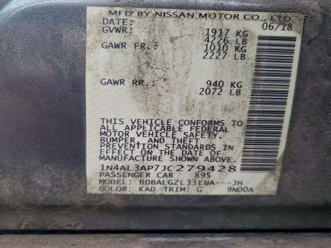 2018 NISSAN ALTIMA 2.5 photo 12