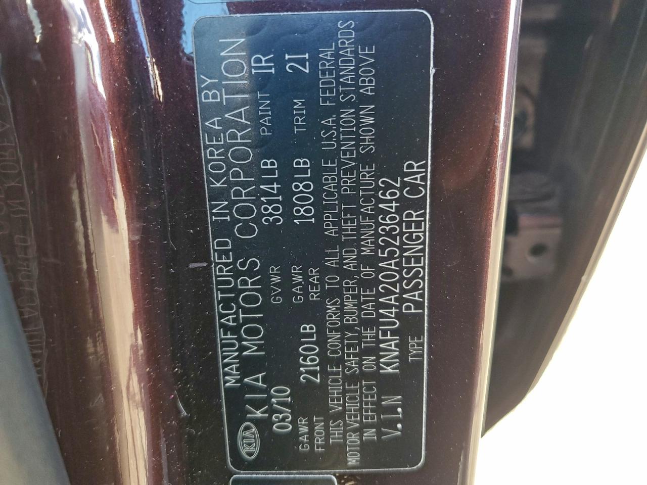2010 KIA FORTE EX photo 12