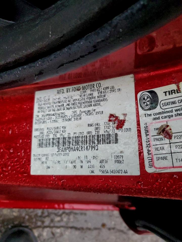 2012 FORD FUSION SE photo 13