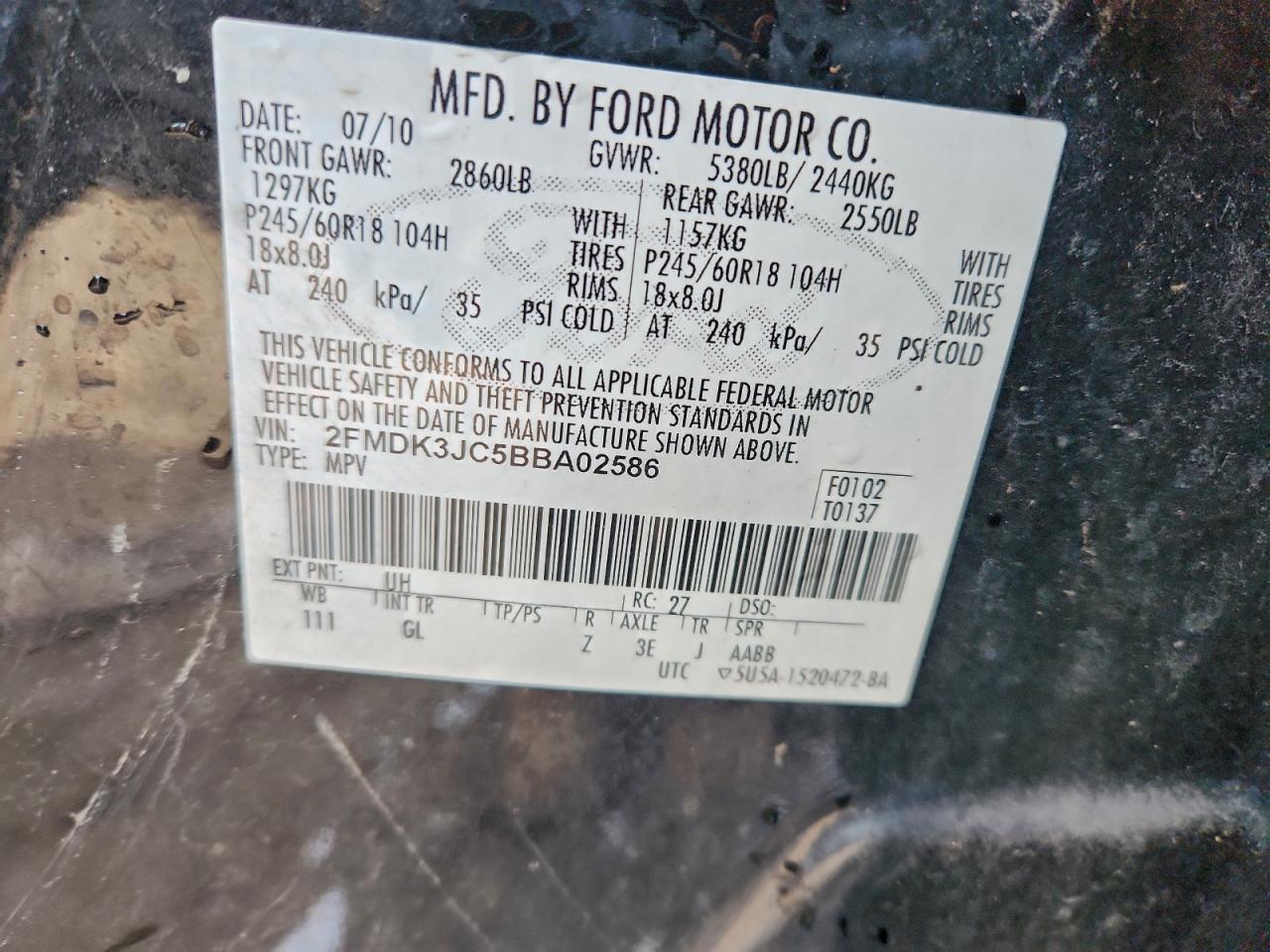 2011 FORD EDGE SEL photo 13