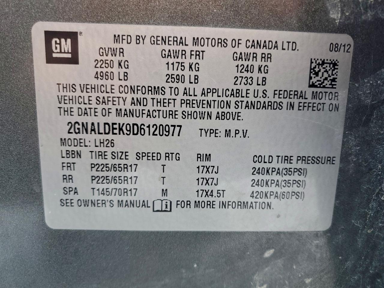 2013 CHEVROLET EQUINOX LT photo 13