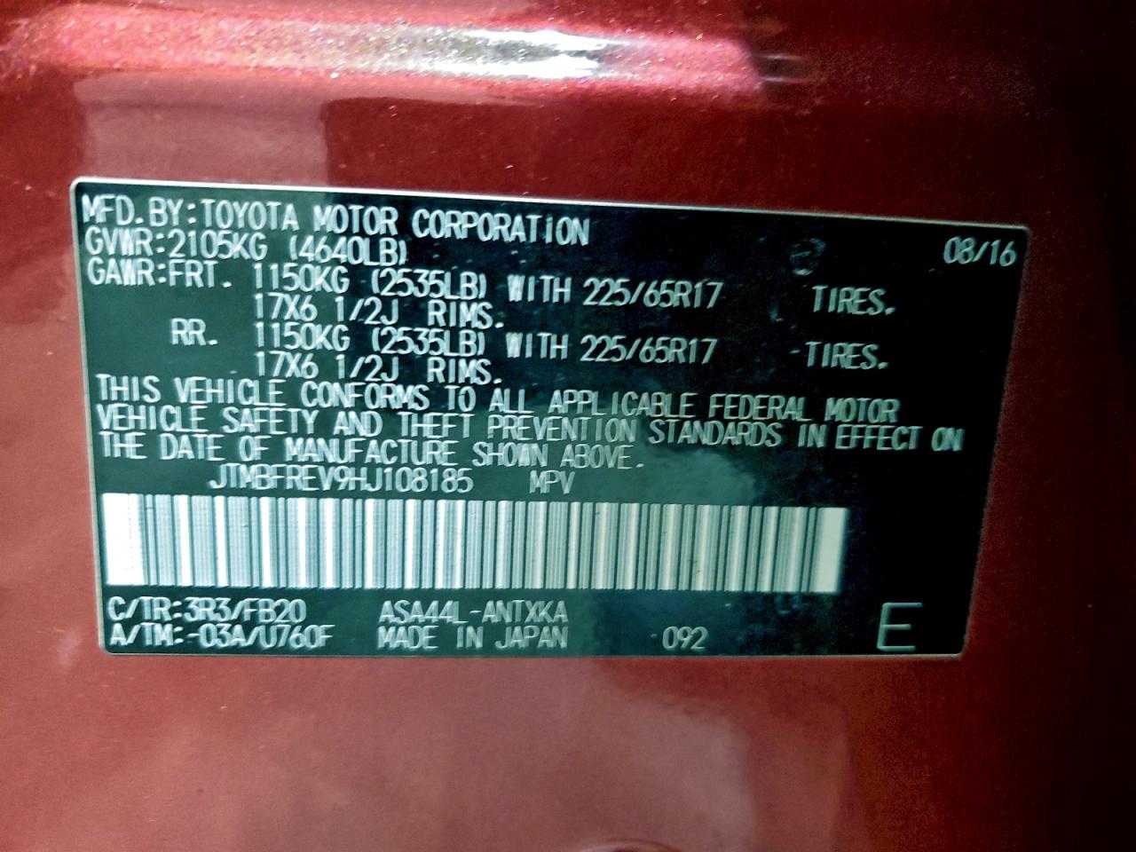 2017 TOYOTA RAV4 LE photo 13