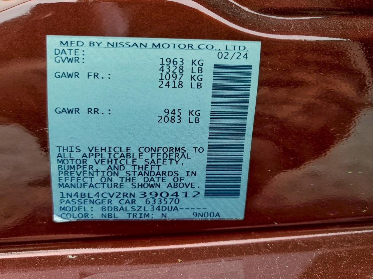 2024 NISSAN ALTIMA SR photo 12