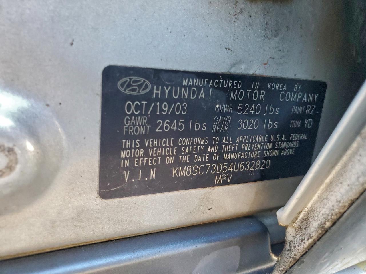 2004 HYUNDAI SANTA FE GLS photo 12