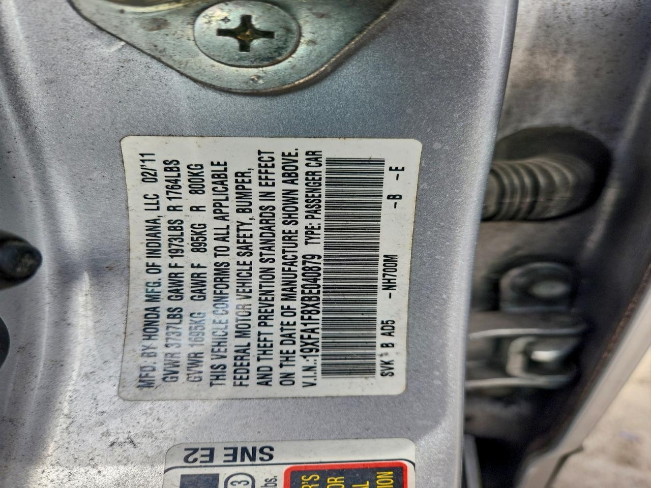 2011 HONDA CIVIC EX photo 12