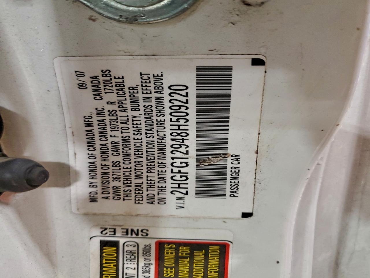 2008 HONDA CIVIC EXL photo 12