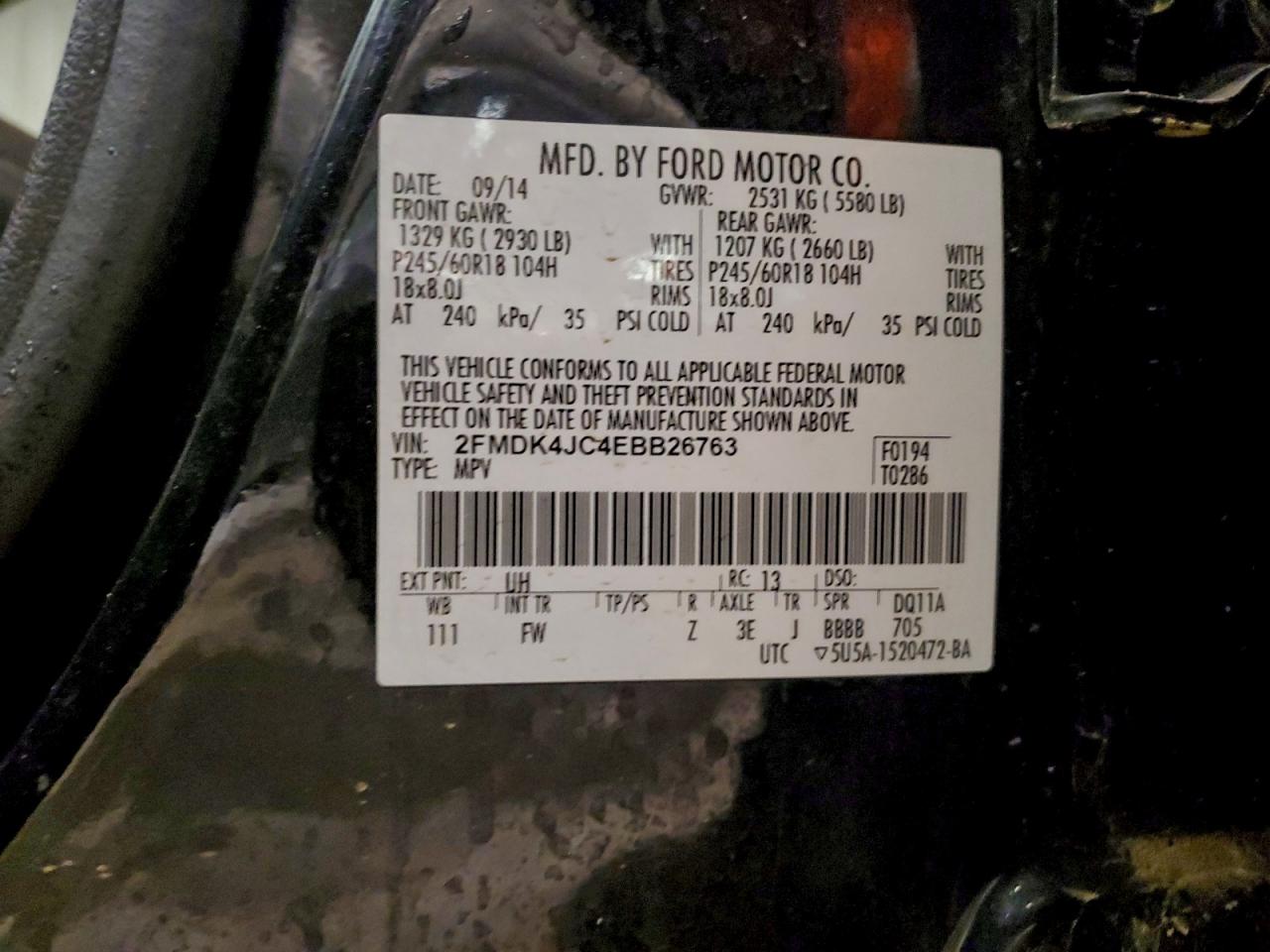 2014 FORD EDGE SEL photo 13