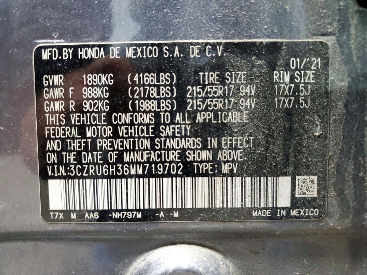 2021 HONDA HR-V LX photo 13