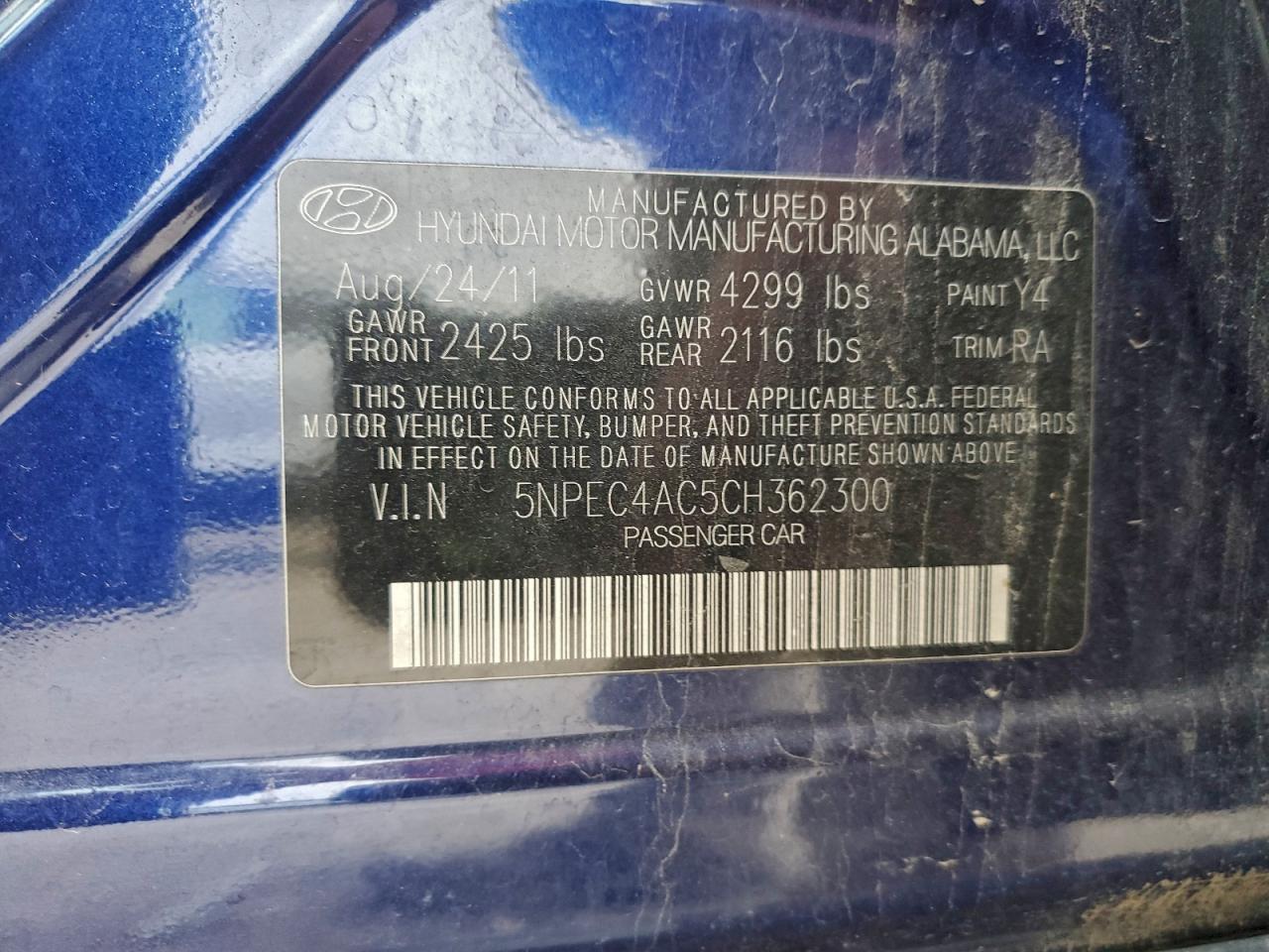 2012 HYUNDAI SONATA SE photo 12