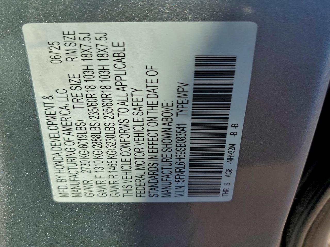 2025 HONDA ODYSSEY EXL photo 13