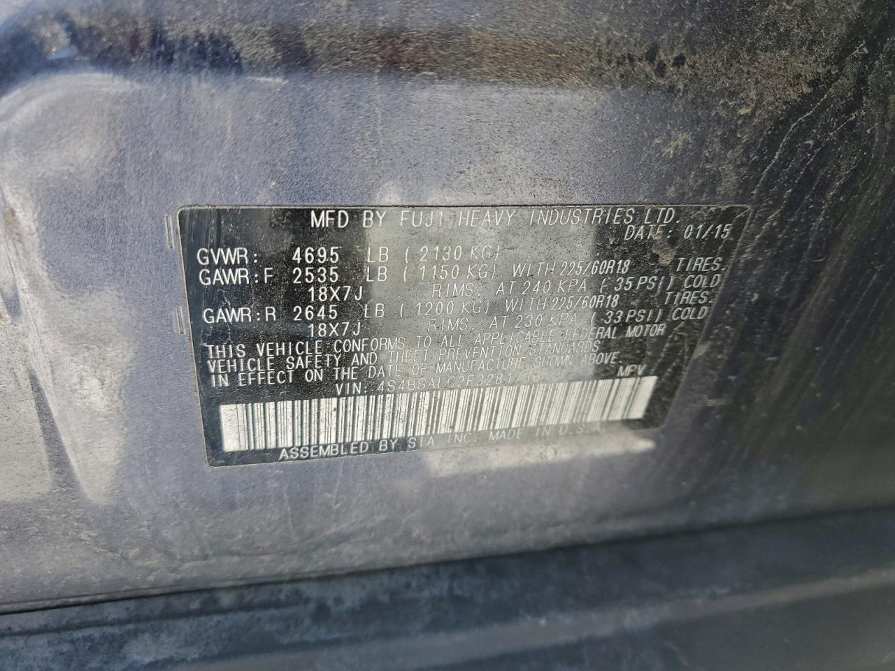 2015 SUBARU OUTBACK 2.5I LIMITED photo 12