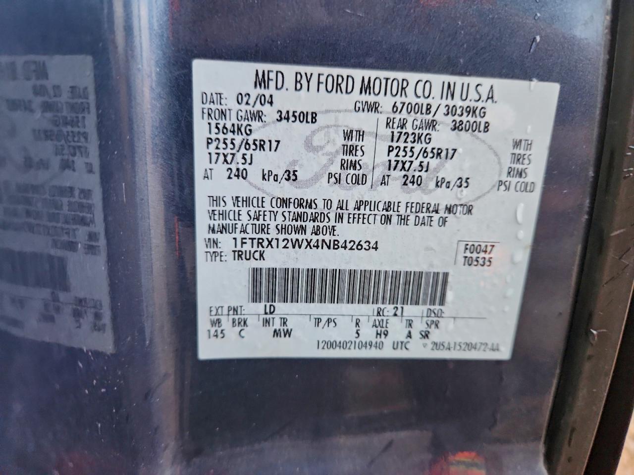 2004 FORD F150 photo 12