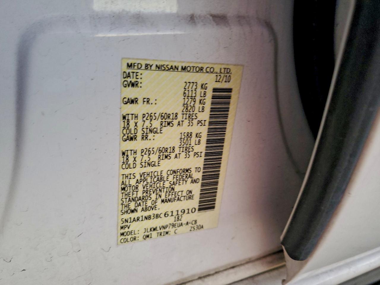 2011 NISSAN PATHFINDER S photo 12