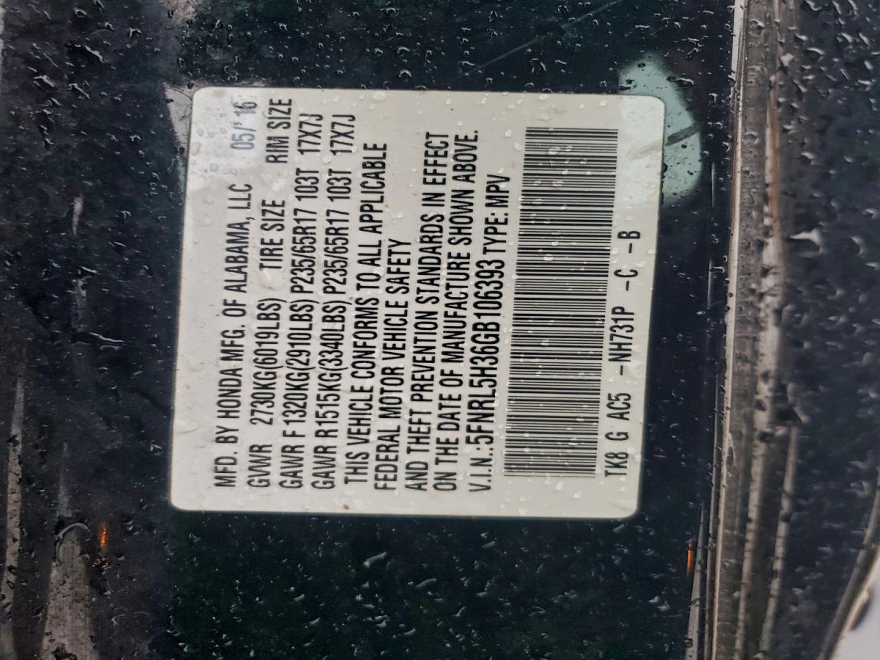2016 HONDA ODYSSEY SE photo 13