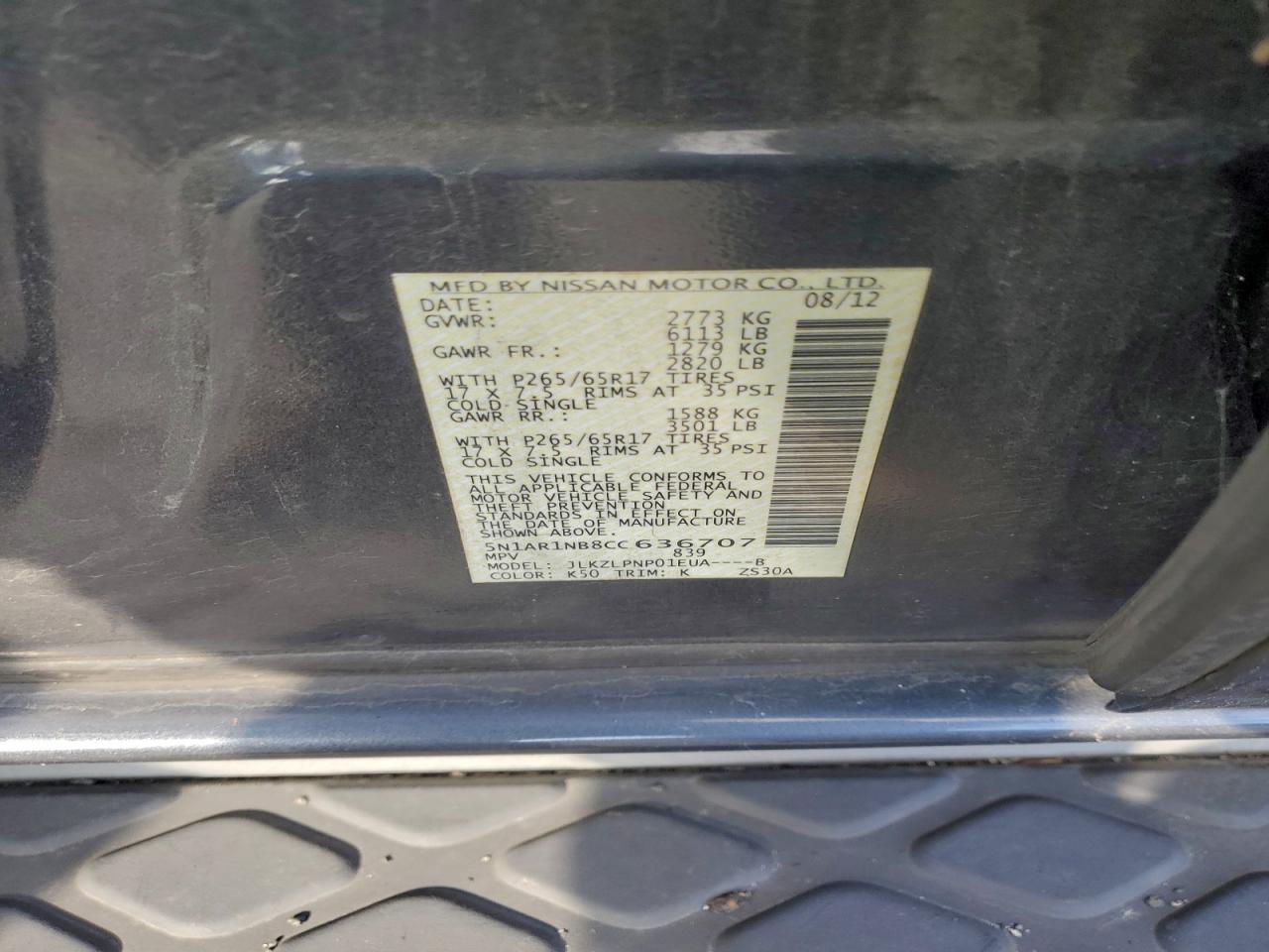 2012 NISSAN PATHFINDER S photo 13